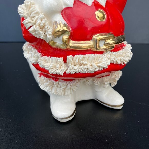Lefton Ceramic Santa Spaghetti Trim Coin Bank - Picture 5 of 13